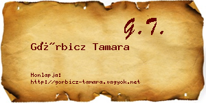 Görbicz Tamara névjegykártya